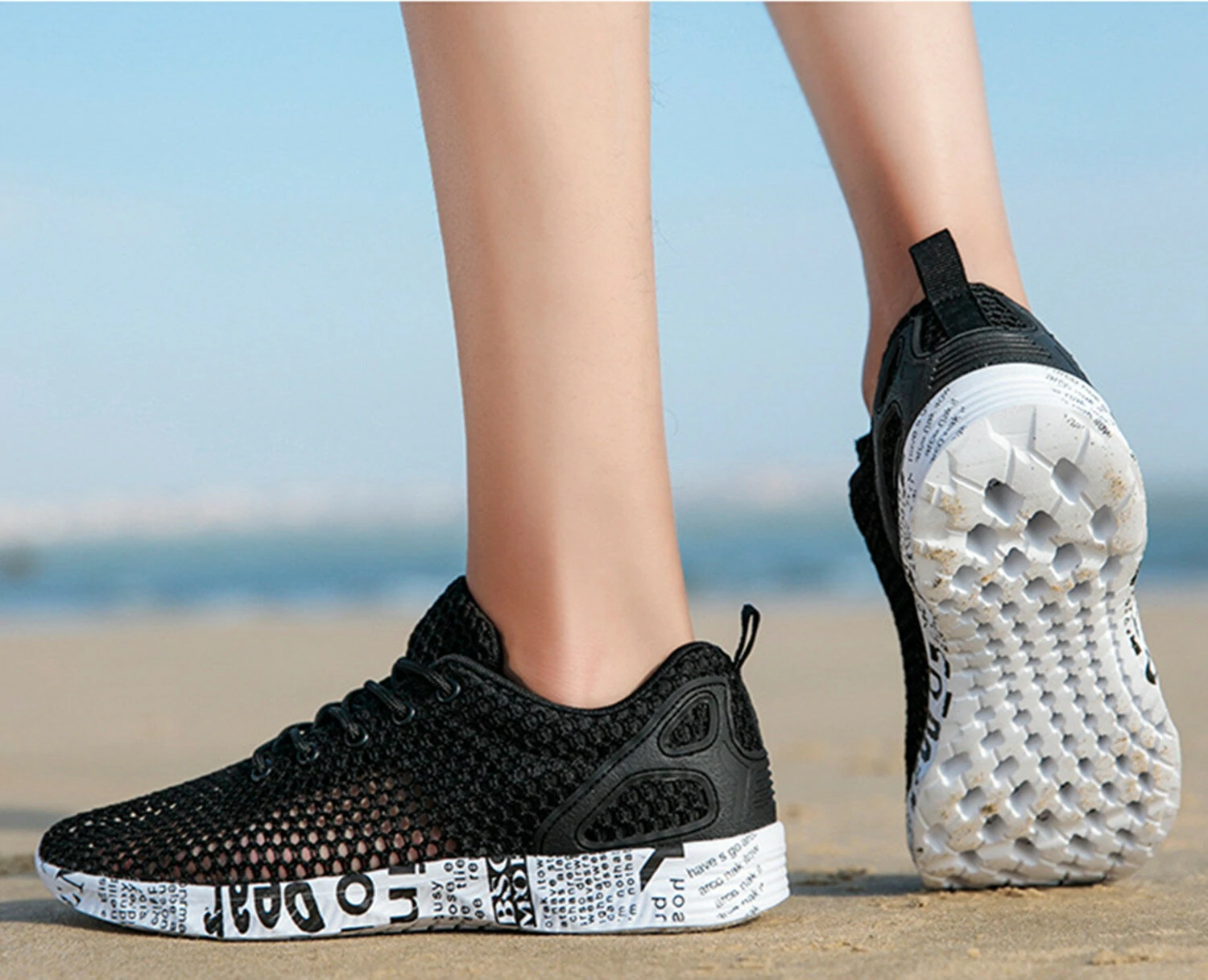 (image for) Men's Breathable Mesh Running Shoes Summer Sport Sneakers Casual Walking Wading Shoes For Outdoor Sport Cycling Shoes